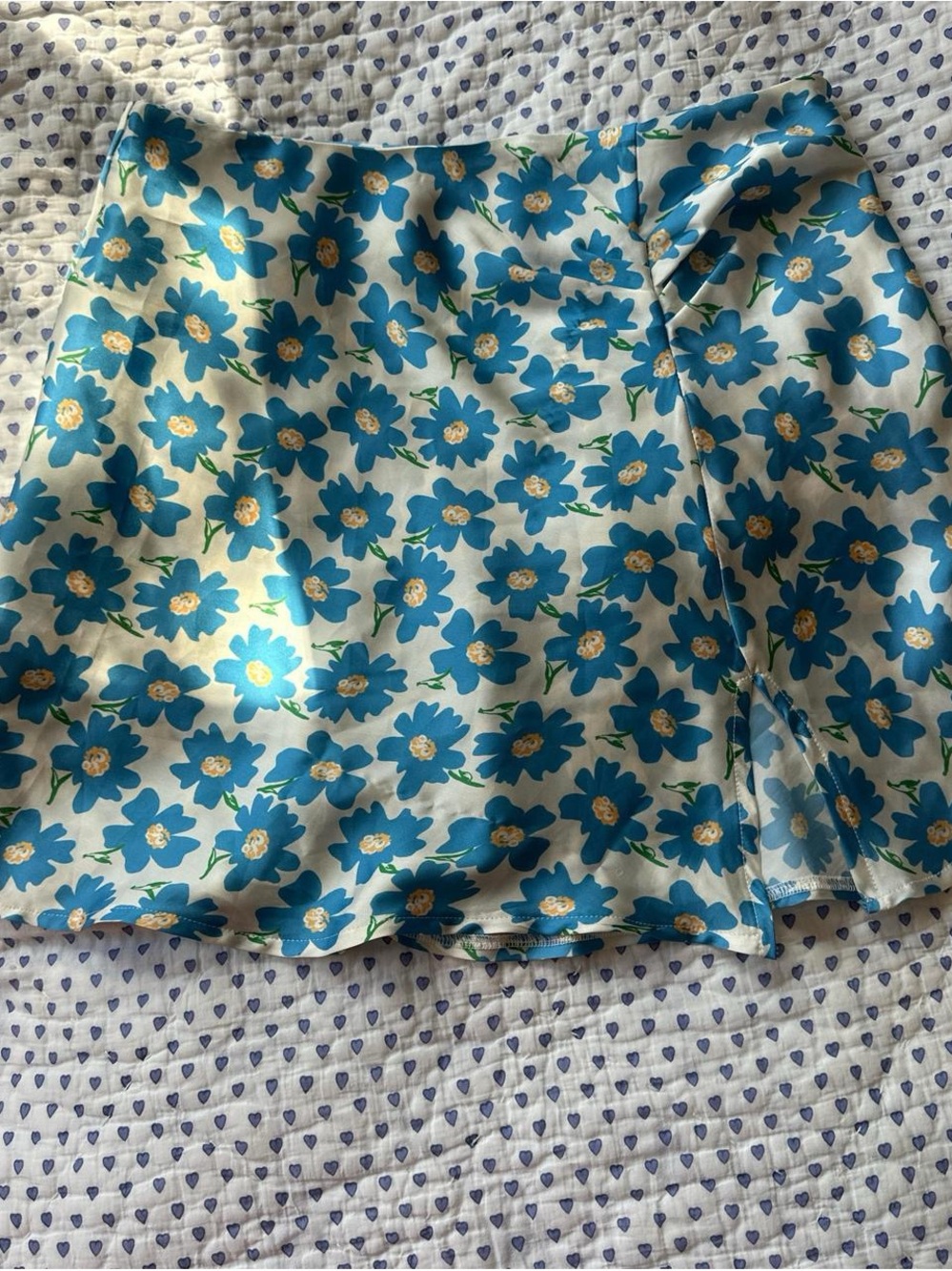 Free People Floral Blue and White Mini Skirt